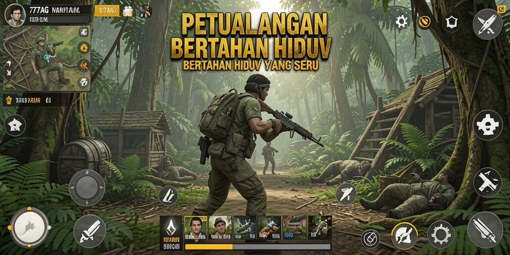 Antarmuka permainan 777AG yang menegangkan dan mendebarkan dalam suasana Bertahan Hidup.