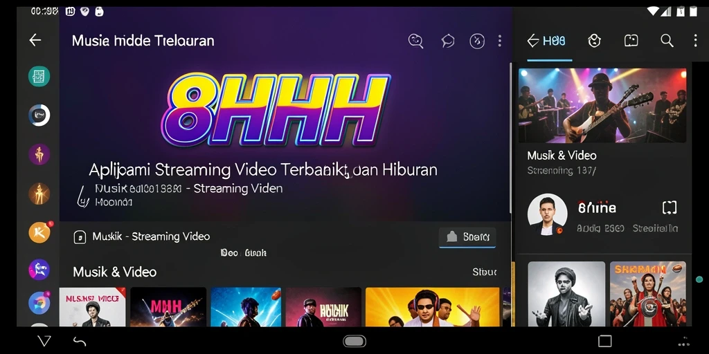 Antarmuka modern dan menarik dari aplikasi Streaming Video 8HHH.