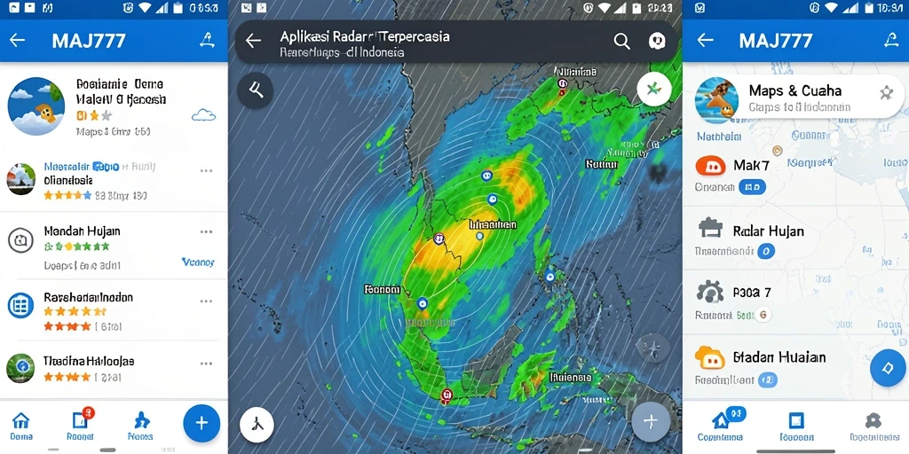 Antarmuka aplikasi MAJ777 yang menunjukkan radar hujan secara real-time.