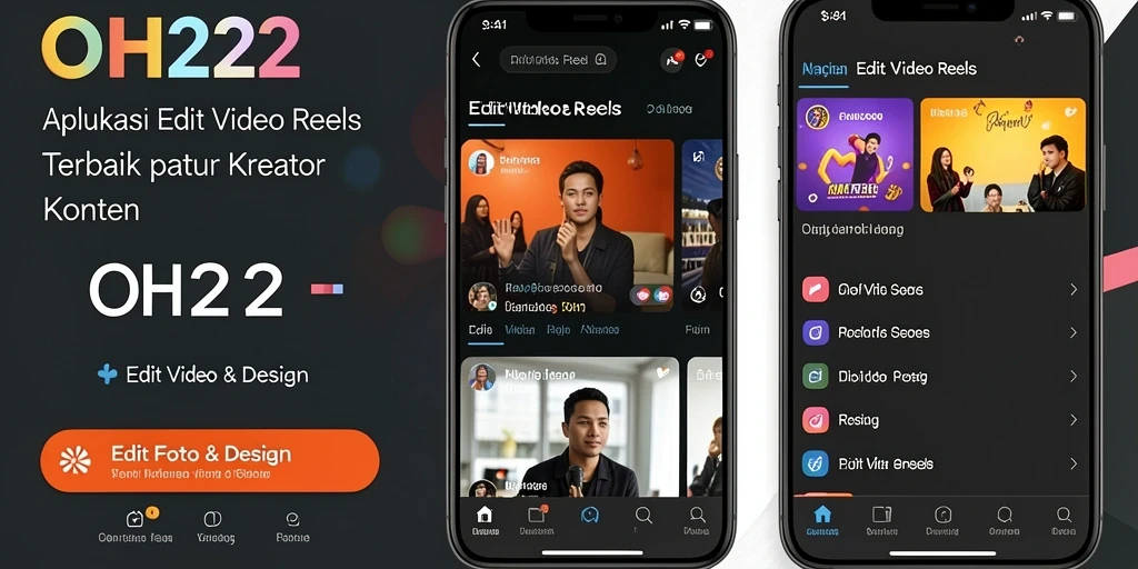 Tampilan antarmuka OH222 yang intuitif untuk pengeditan video reels.
