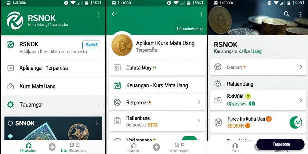Tampilan antarmuka aplikasi RSNOK untuk Kurs Mata Uang.