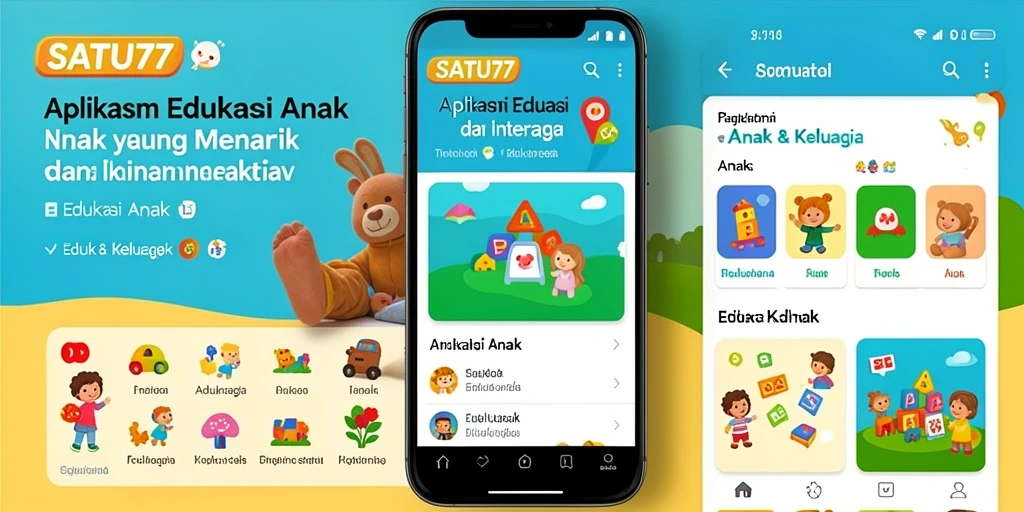 Tampilan antarmuka interaktif aplikasi Edukasi Anak SATU77.