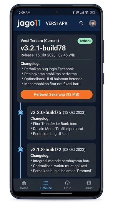 Riwayat Versi Jago11 untuk Pengguna Android